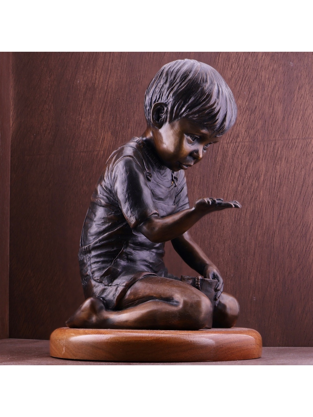Jo Saylors Bronze Boy Sculpture 28/40 "Can of Worms" Limited Edition Statue